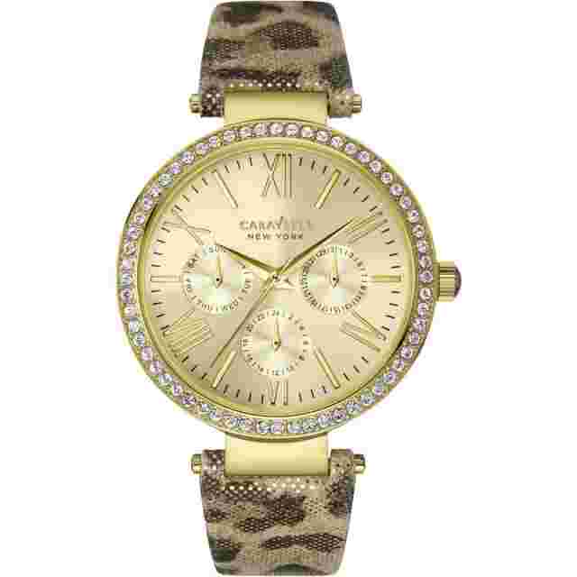Ladies Caravelle New York Glitz Gold Watch 44N103
