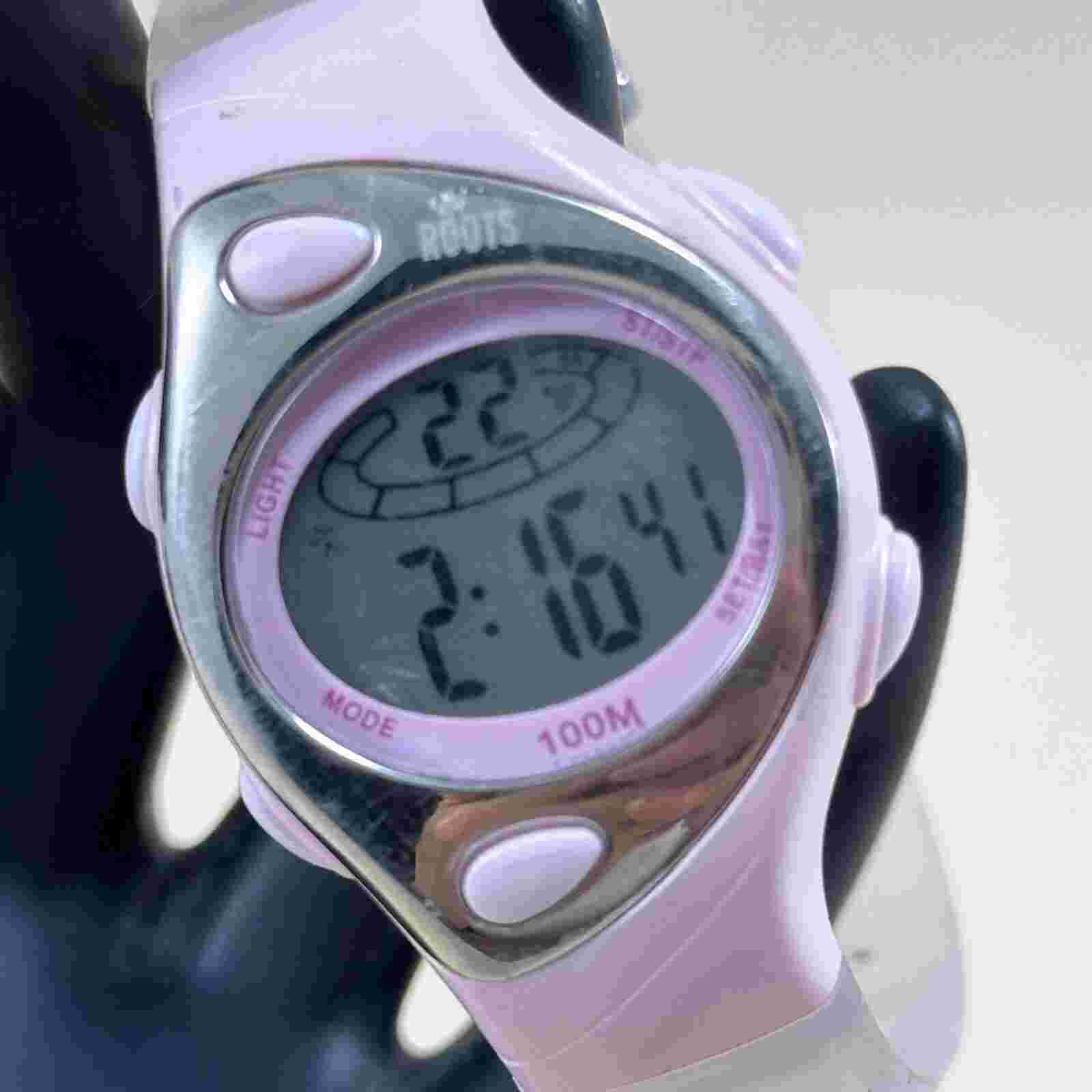 Pink  Roots Athletics Water Resistant Sports Watch PVC Strap Wristwatch Vintage
