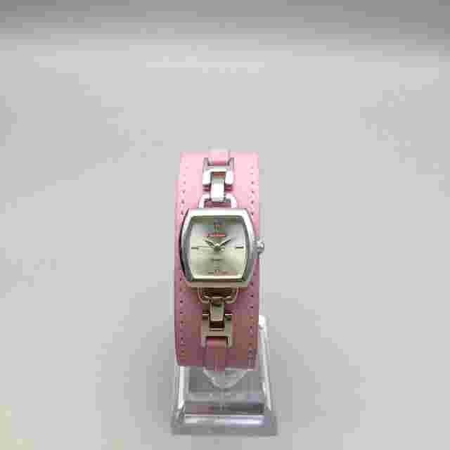 Dickies Watch Women 22mm Silver Tone Pink Leather Cuff Band New Battery