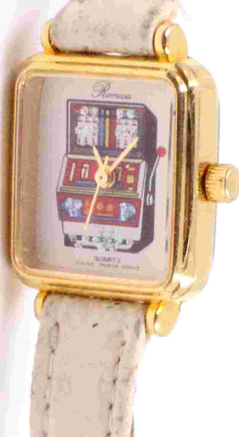 RONICA QUARTZ WOMEN'S CASINO $1 SLOT MACHINE Wrist Watch SWISS PARTS VINTAGE