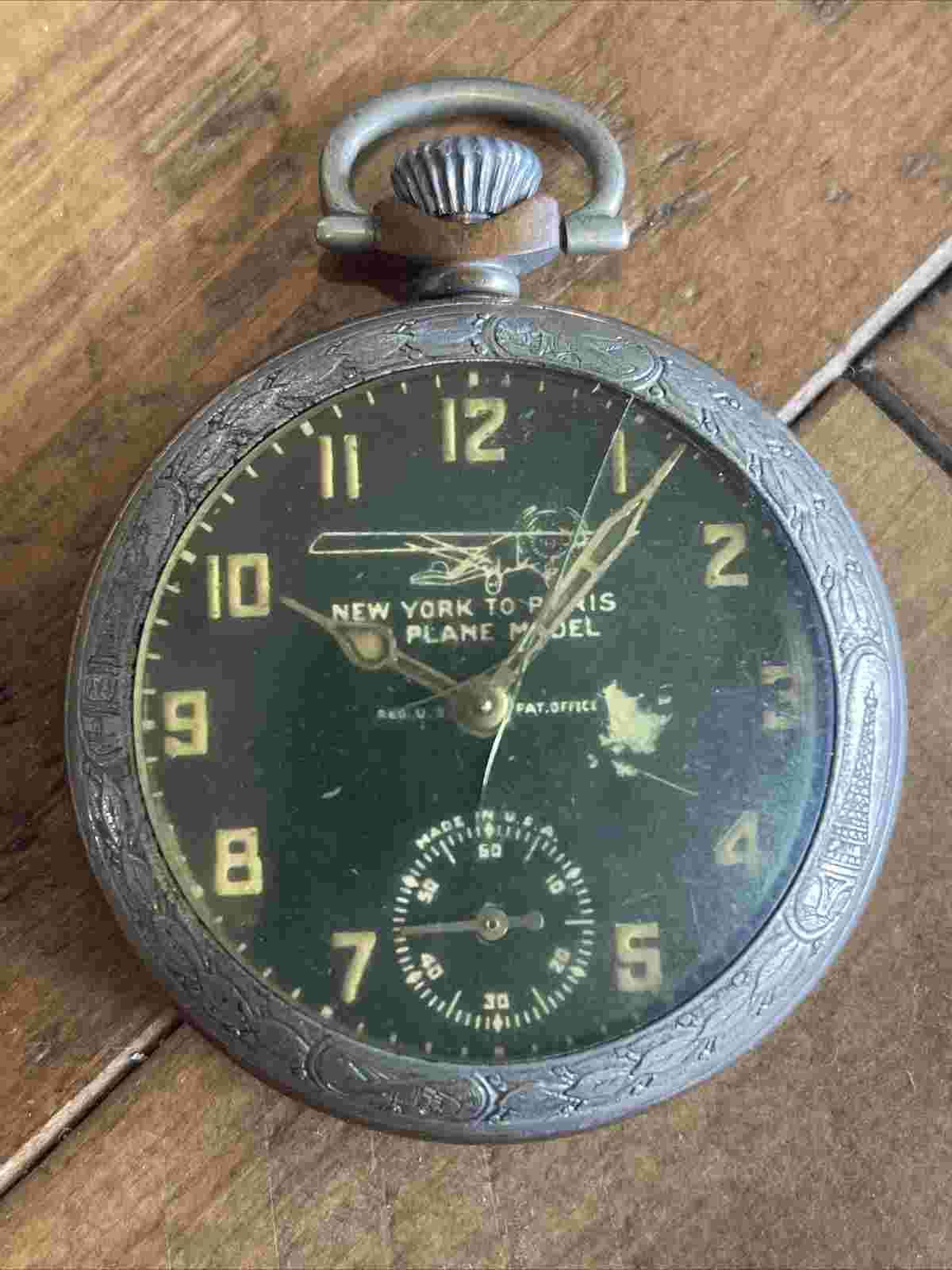 *Untested*parts* 1928 Ingraham Charles Lindbergh New York To Paris Pocket Watch