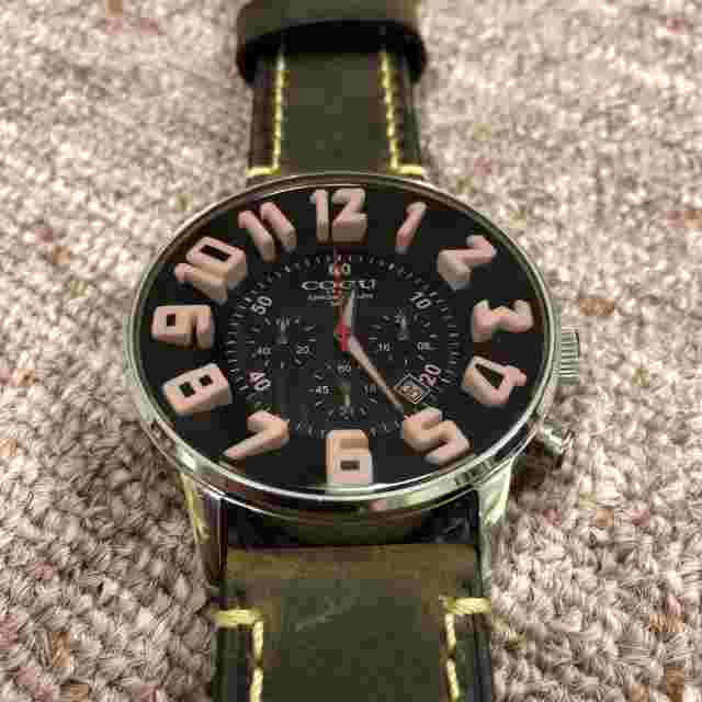 Wristwatch Cogu Italy Chronograph 5ATM Leather Belt w/ Box
