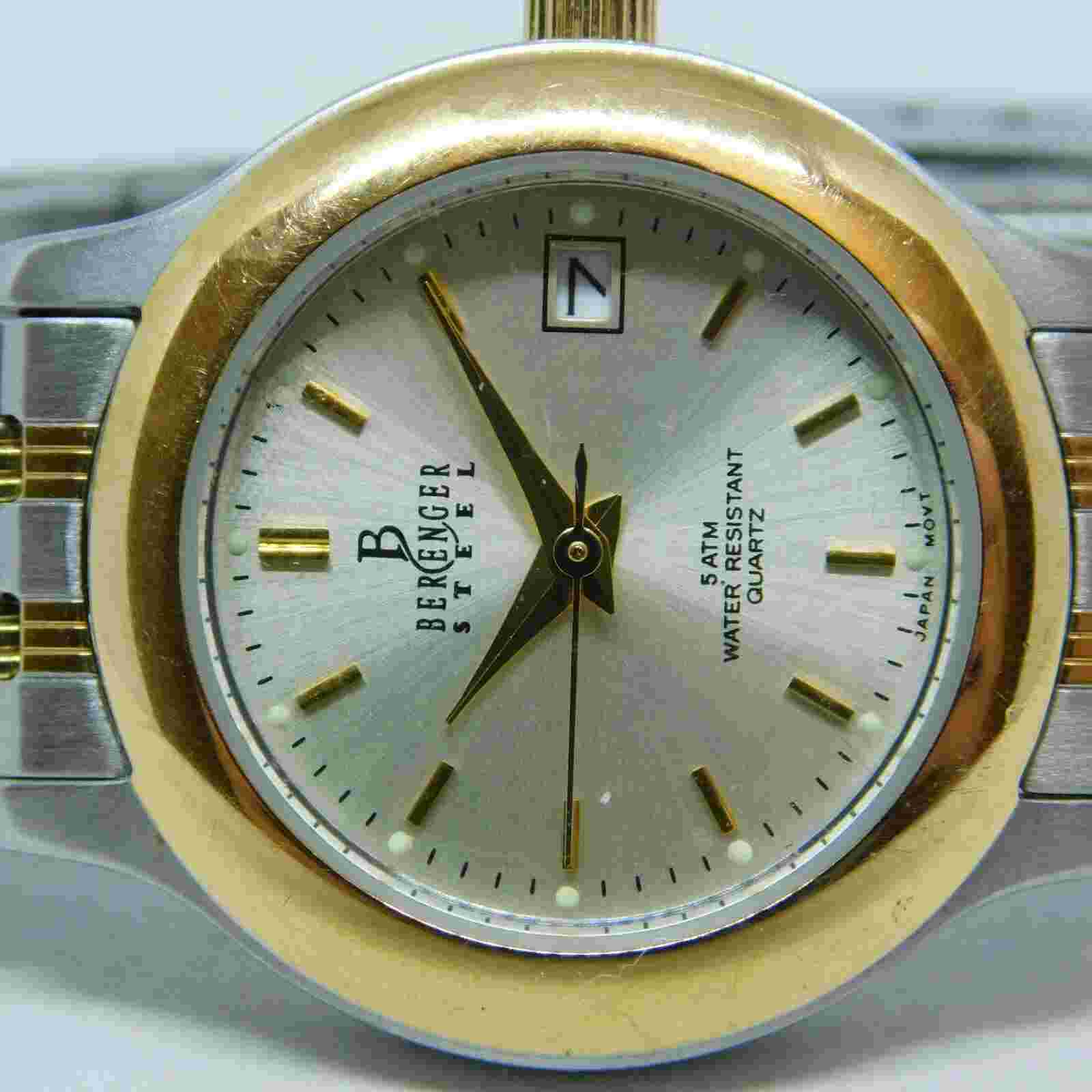 BERENGER Steel Two Tone Quartz Analog Ladies Watch Sz. 6"