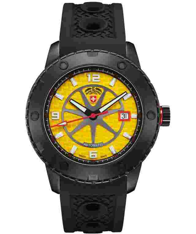 CX Swiss Military RALLYE AUTO watch 44mm DLC case ETA 2824-2 movt Yel dial 27590
