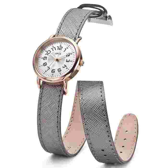 OPEX PARIS CAVALIER ROSE GOLD,GRAY LEATHER BAND,GENUINE DIAMOND WATCH-X3866LA1