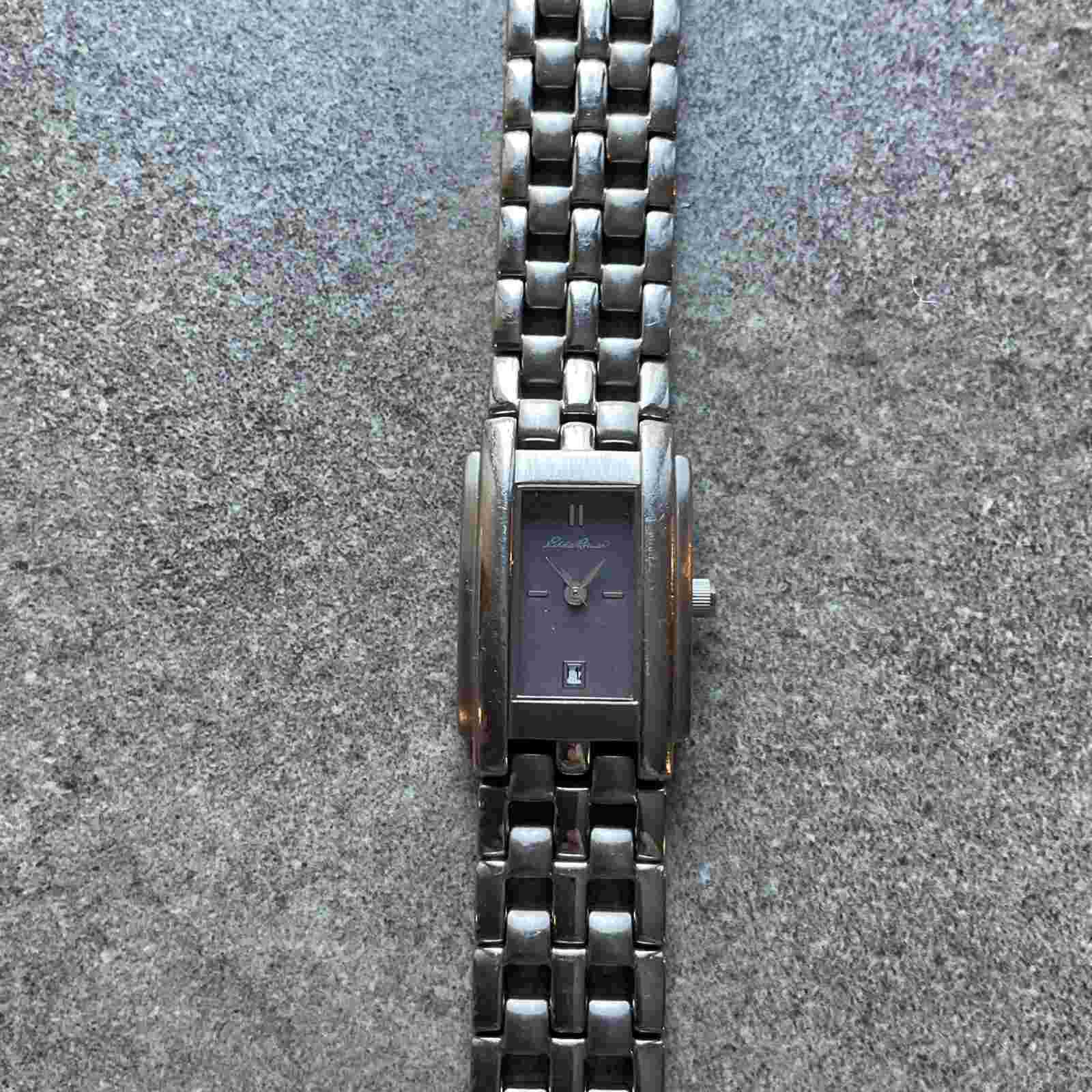 Vintage Eddie Bauer Women’s Tank Style Watch 18mm Stainless Steel Case/Band A12