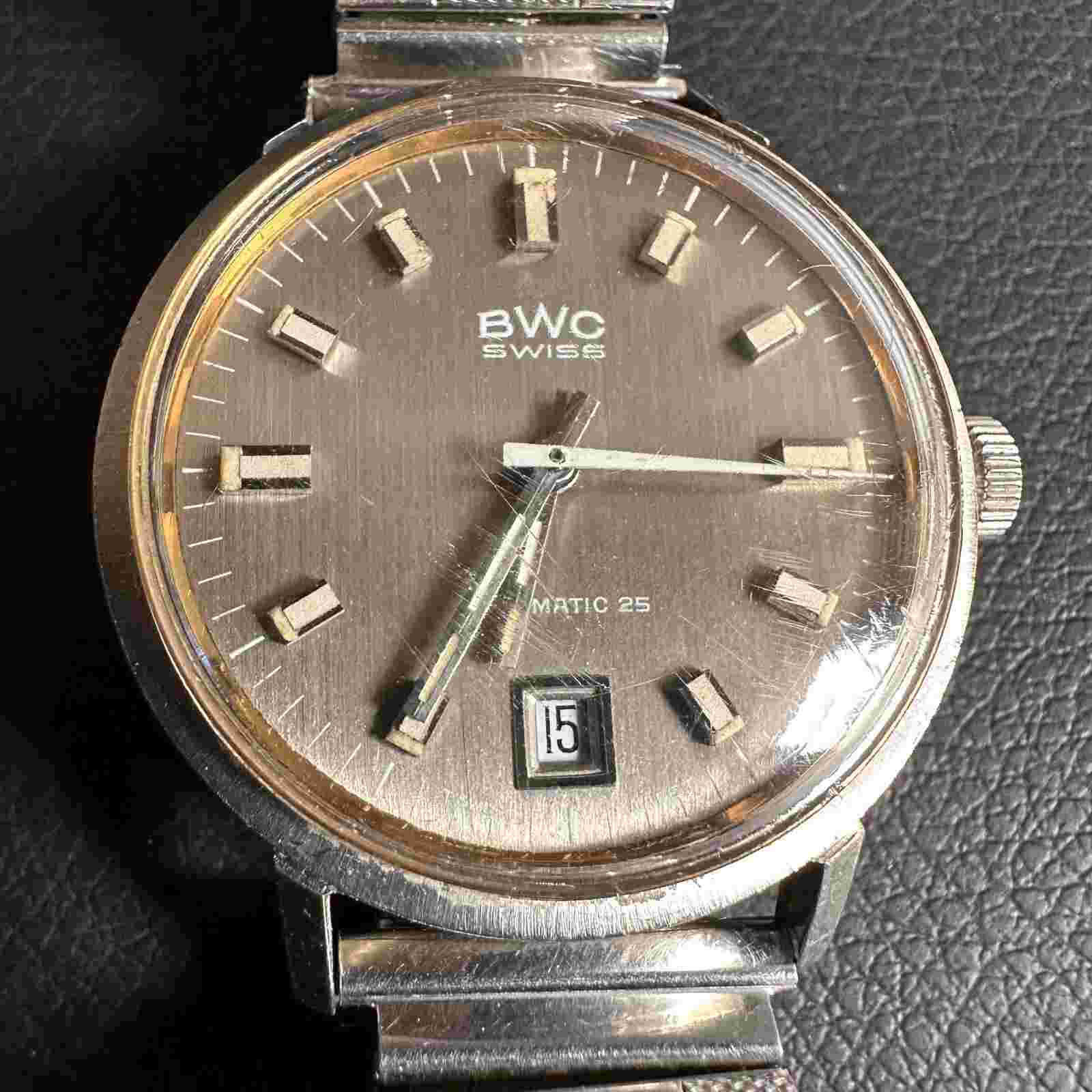 VINTAGE BWC SWISS AUTOMATIC 25 MADE 753050 GENTS WATCH WRISTWATCH WORKING