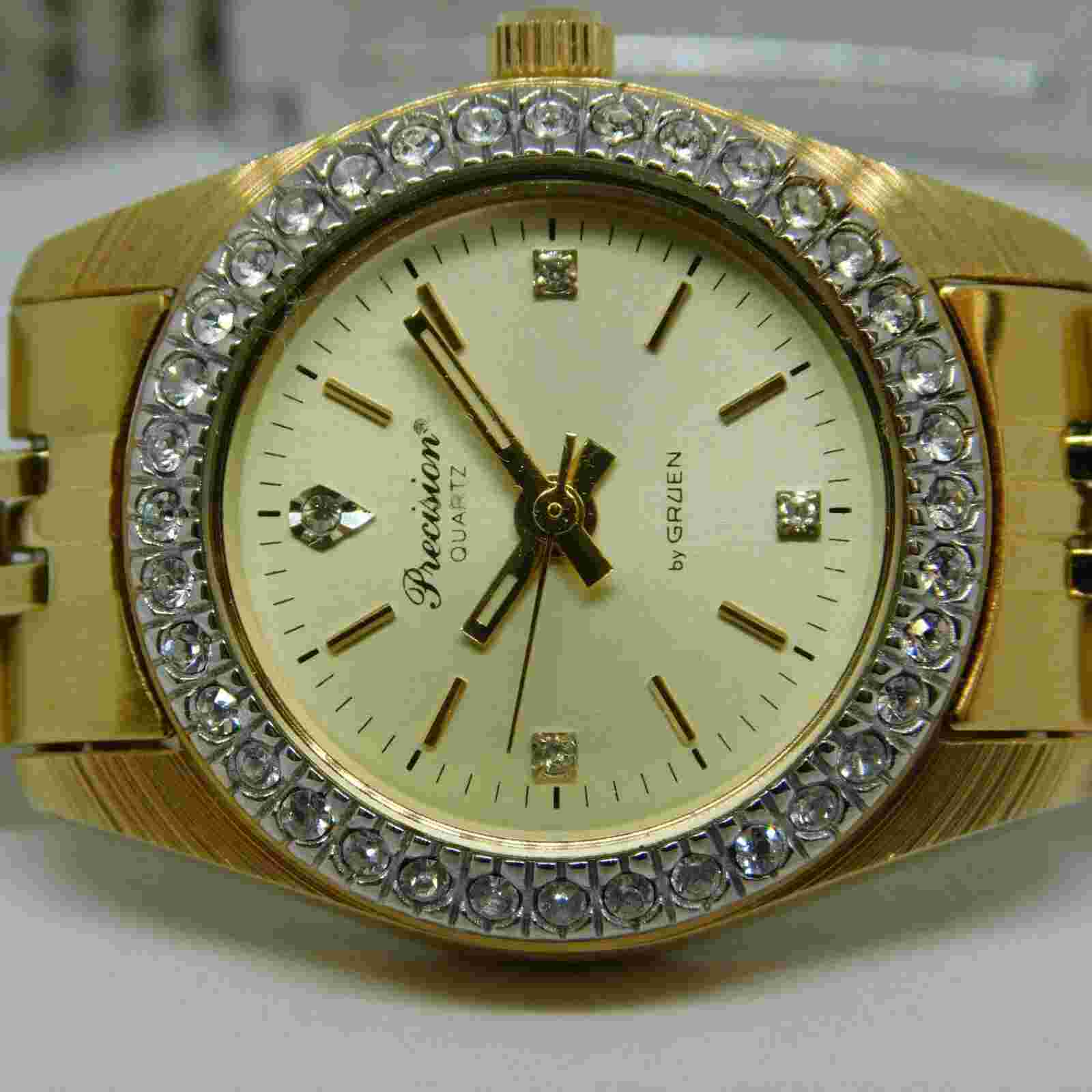 Precision by GRUEN GP3036 Gold Tone Quartz Women's Watch Sz. 7" New Battery