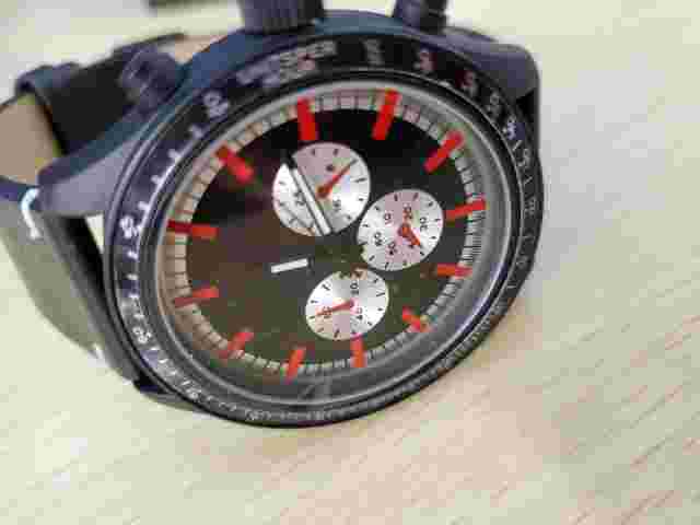 INC International Concepts I.N.C. Men's Faux Black Leather Strap Watch 33mm