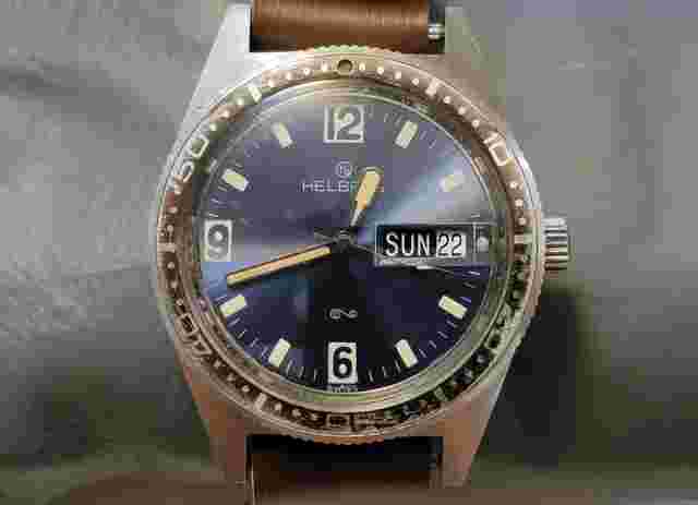Rare Vintage Helbros/Elgin 9156 Stainless Steel Diver Manual Wind Men's Watch