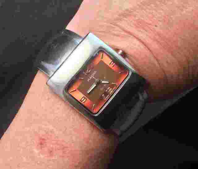 Magna Silver Tone Quartz Spring Cuff Women's Electroplated Watch New Battery