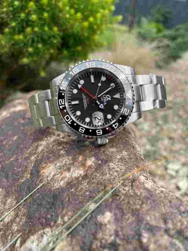 Alpha automatic GMT watch ceramic bezel