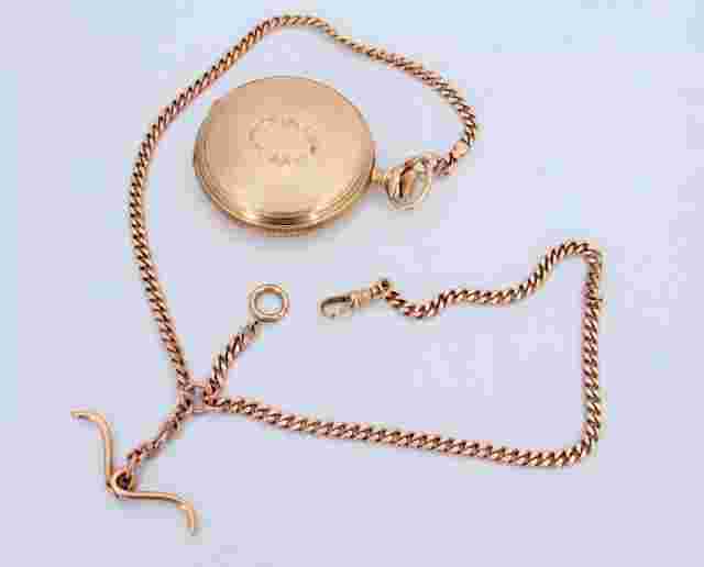 WALTHAM YR 1906 14k Pocket Watch With Gold Fob Chain No Box/Papers "TC4020191"