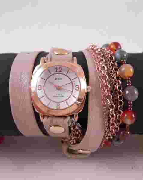 La Mer Brazil Beach Stones Chain Wrap Watch