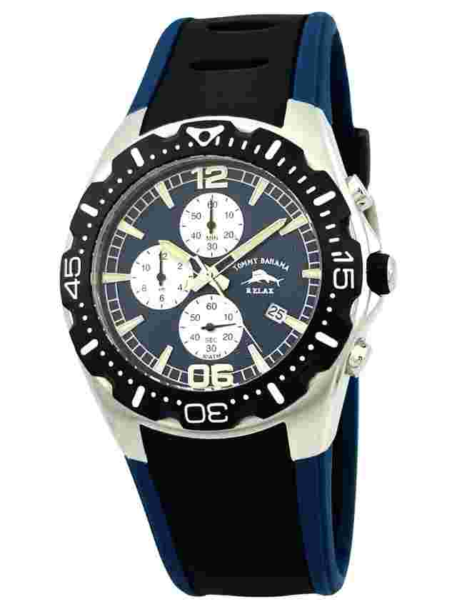 Tommy Bahama Relax RLX1048 BEACH CRUISER Blue Dial & Black+Blue  Strap Watch