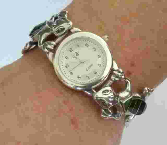 RARE Carolyn Pollack Relios Sterling Multi Stone Gecko Lizard Watch Bracelet