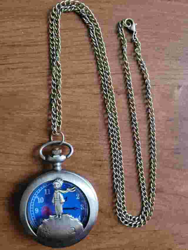 The Little Prince Planet Blue Bronze Vintage Quartz Pocket Watch