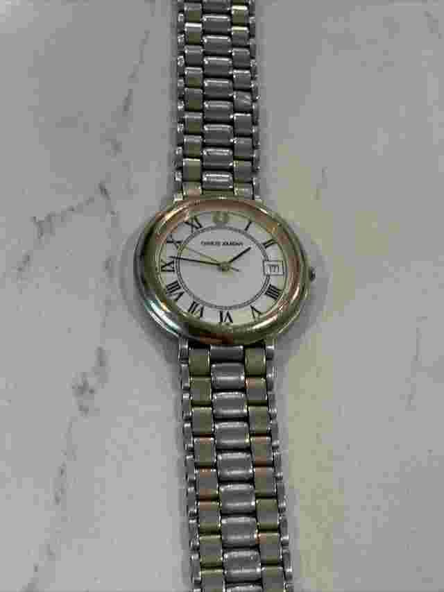 Charles Jourdan Swiss Quartz Watch 28mm Case With Date Silver Tone W/ Gold