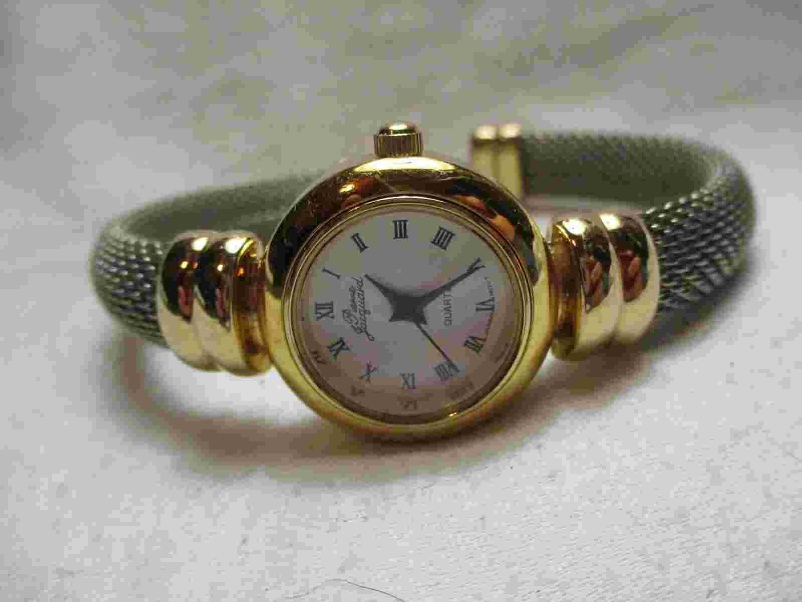 Pierre Jacquard Gold & Silver Toned Cuff Band Wristwatch