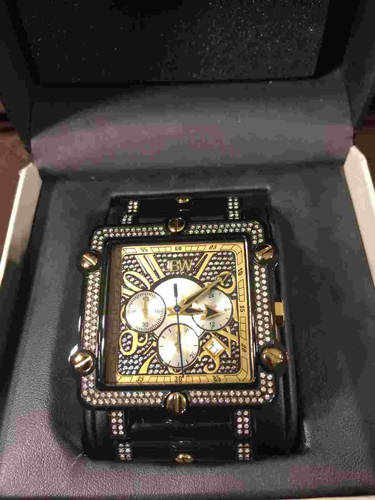 $1825 Phantom Black Chronograph Crystal Dial Diamond Men's Watch JB-6215-238-F