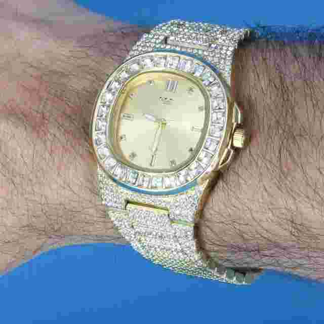 Men's Iced CZ Crystals Luxury Bezel & Band Hip Hop GP Milano Expressions Watch
