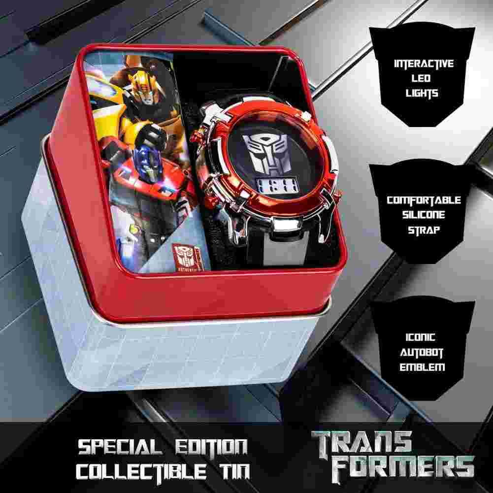 Accutime Transformers LCD Digital Watch for Kids - Iconic Autobot Design, Flashi