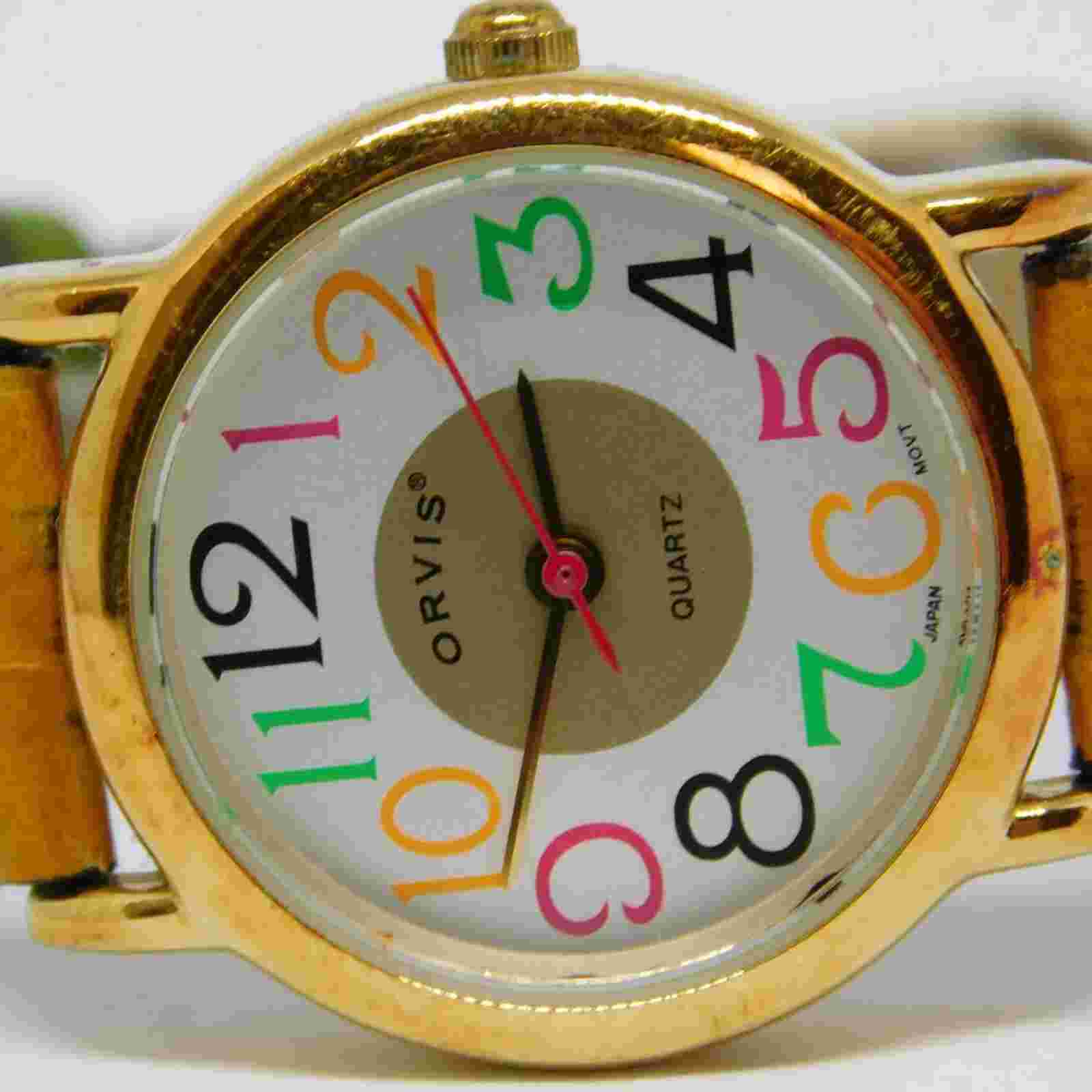 ORVIS 191Y-0000 Genuine Leather Quartz Analog Women's Watch New Battery