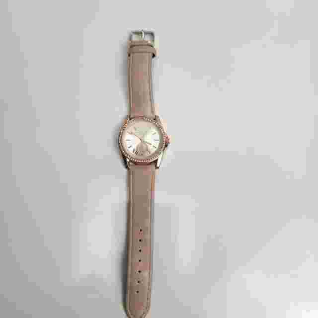 Attention Brand Ladies Round Rose Gold Colored w/ Rhinestones Wristwatch
