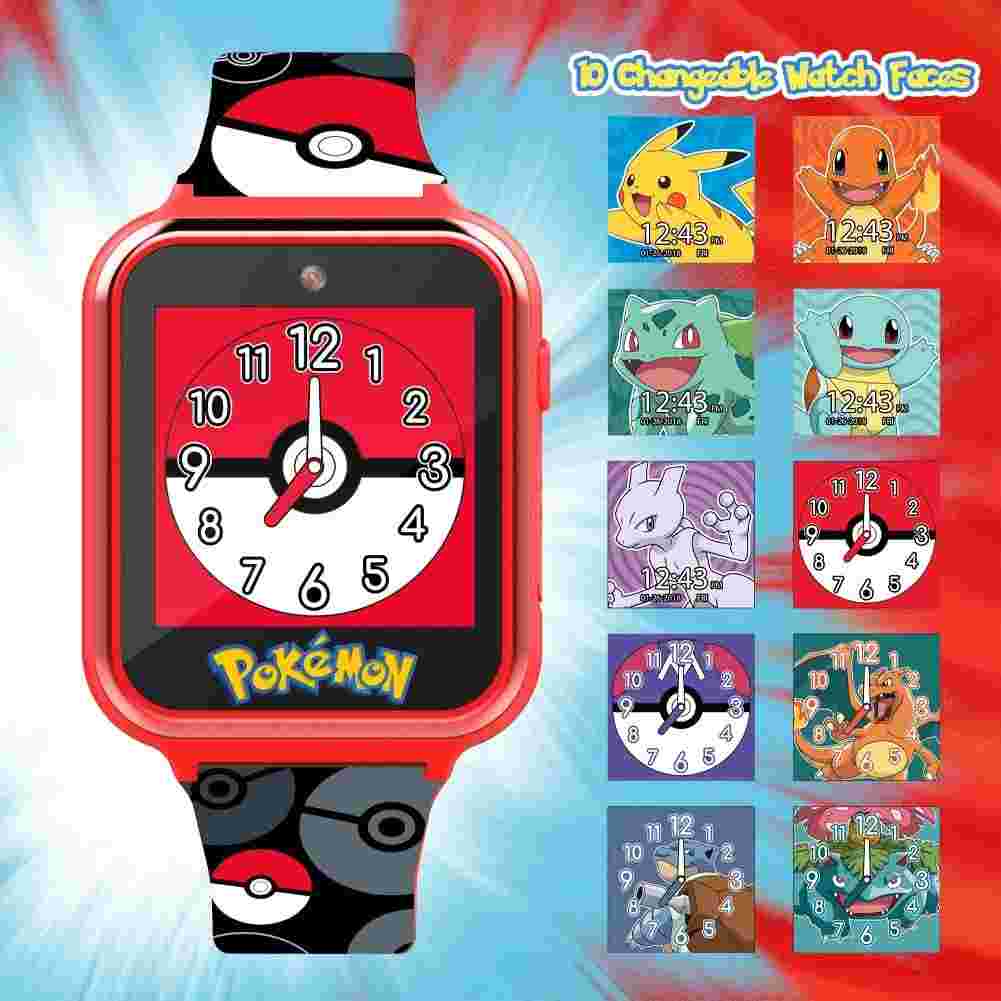 Accutime Pokemon Pokeball Touchscreen Kids Smart Watch - Red Interactive Educati