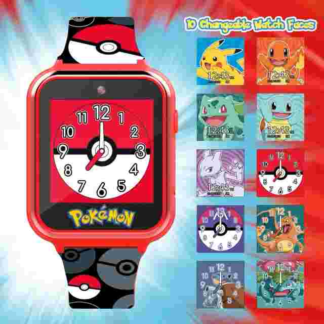 Accutime Pokemon Pokeball Touchscreen Kids Smart Watch - Red Interactive Educati