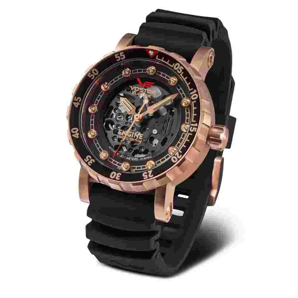 Vostok Europe Skeleton Dial Brown Leather Strap Men Watch NH72-571B648-SL