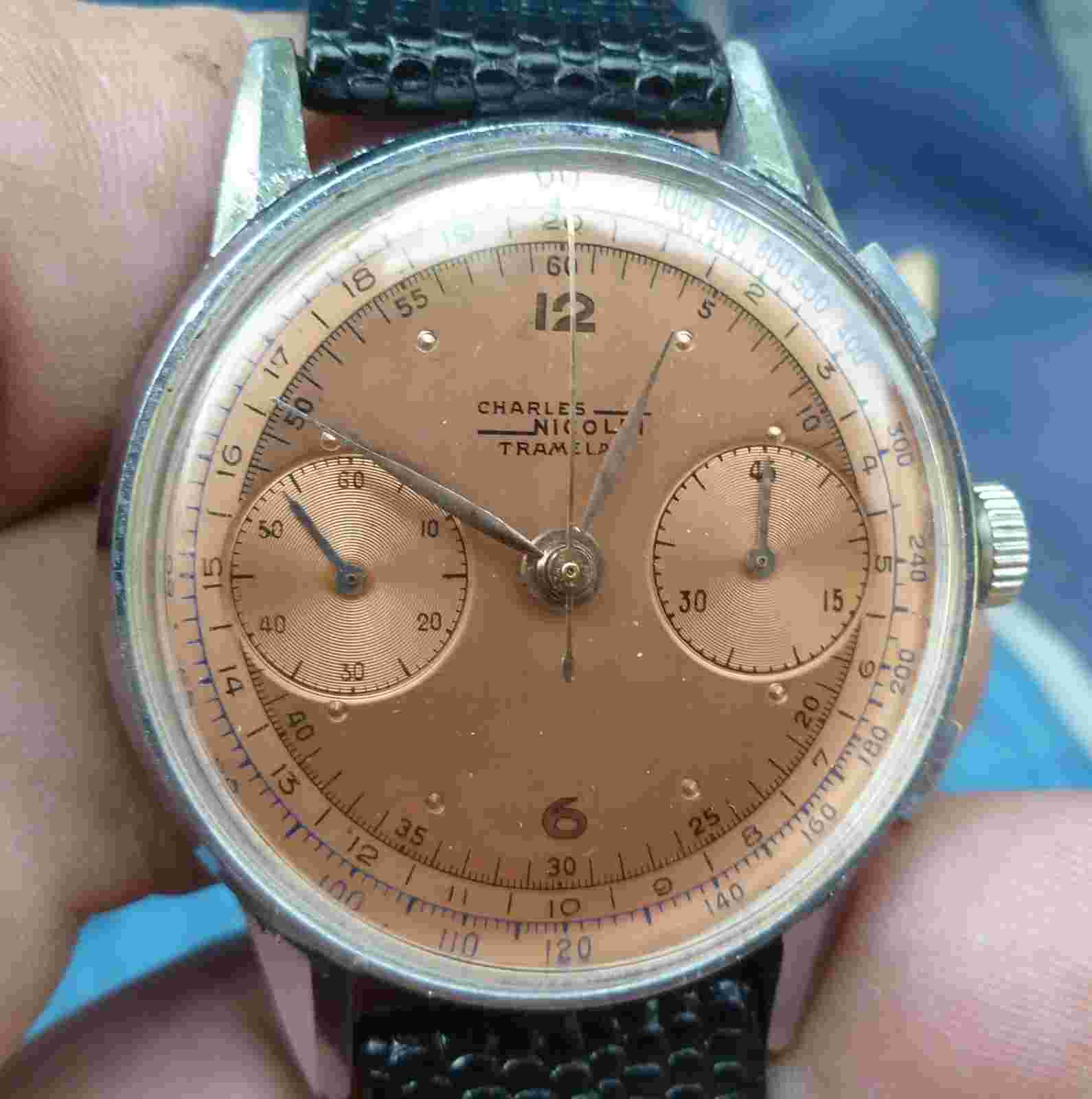 Charles Nicolet Tramelan Chronograph Watch Landeron 39