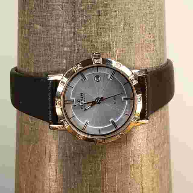 Grenen Women L-21SRLC Silver Dial Date Black Leather 27mm Quartz Watch 6 3/4"