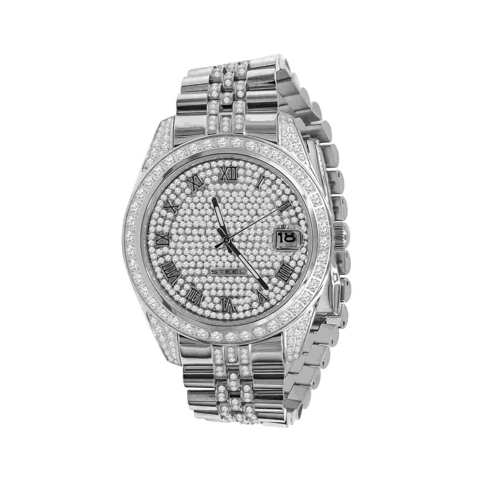 IMPERIAL Watch Elegant Two-Toned Metal Strap With CZ Stones Luxuriant Watch