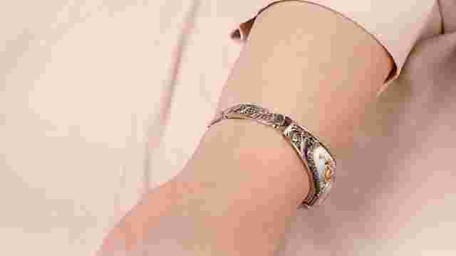 Vintage women's cocktail watches ZARIA. Bracelet with floral enamel, USSR