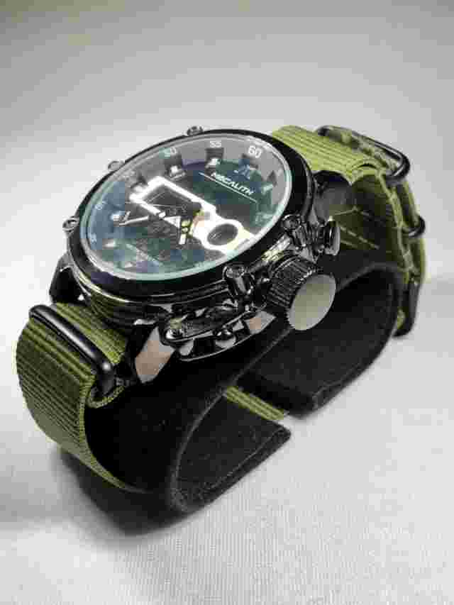 Men's MEGALITH Digital Green Nylon Band Wrist Watch 8051 Estate 219