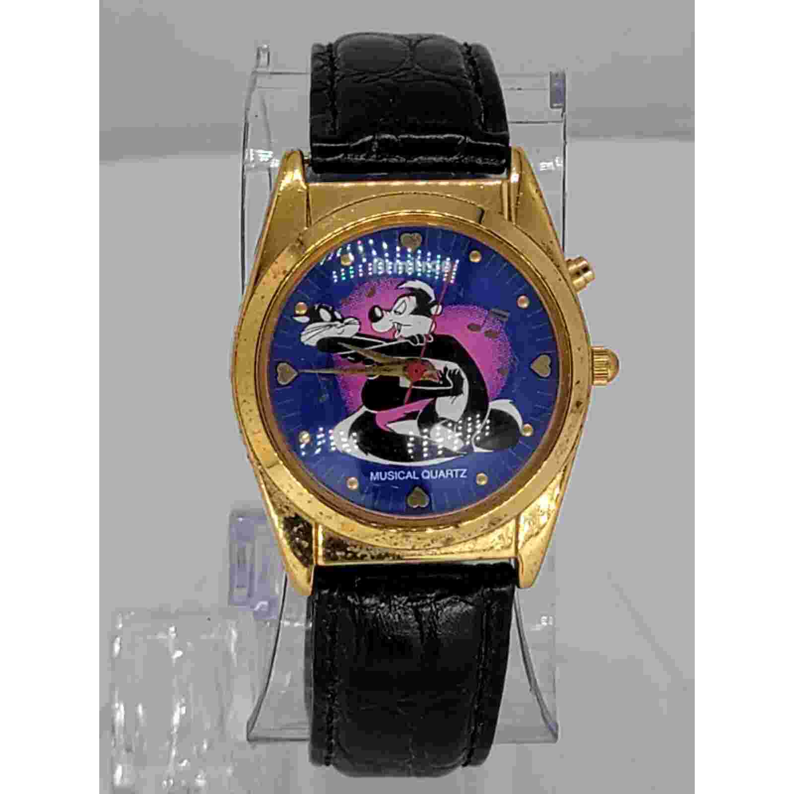 PEPE LE PEW AND PENELOPE Armitron Pink RARE Musical MENS CHARACTER WATCH,242
