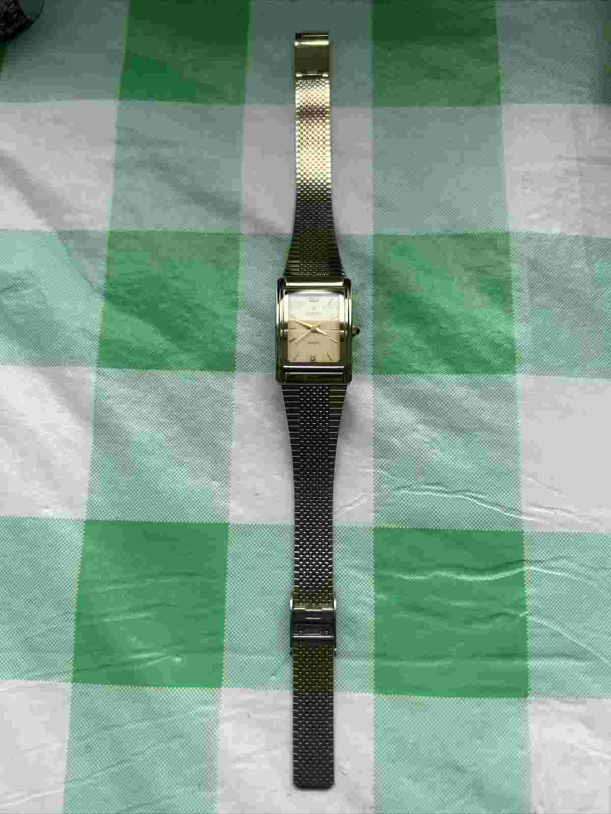 Essence Gold Tone Tank Women’s Quartz Swiss Watch ES67070