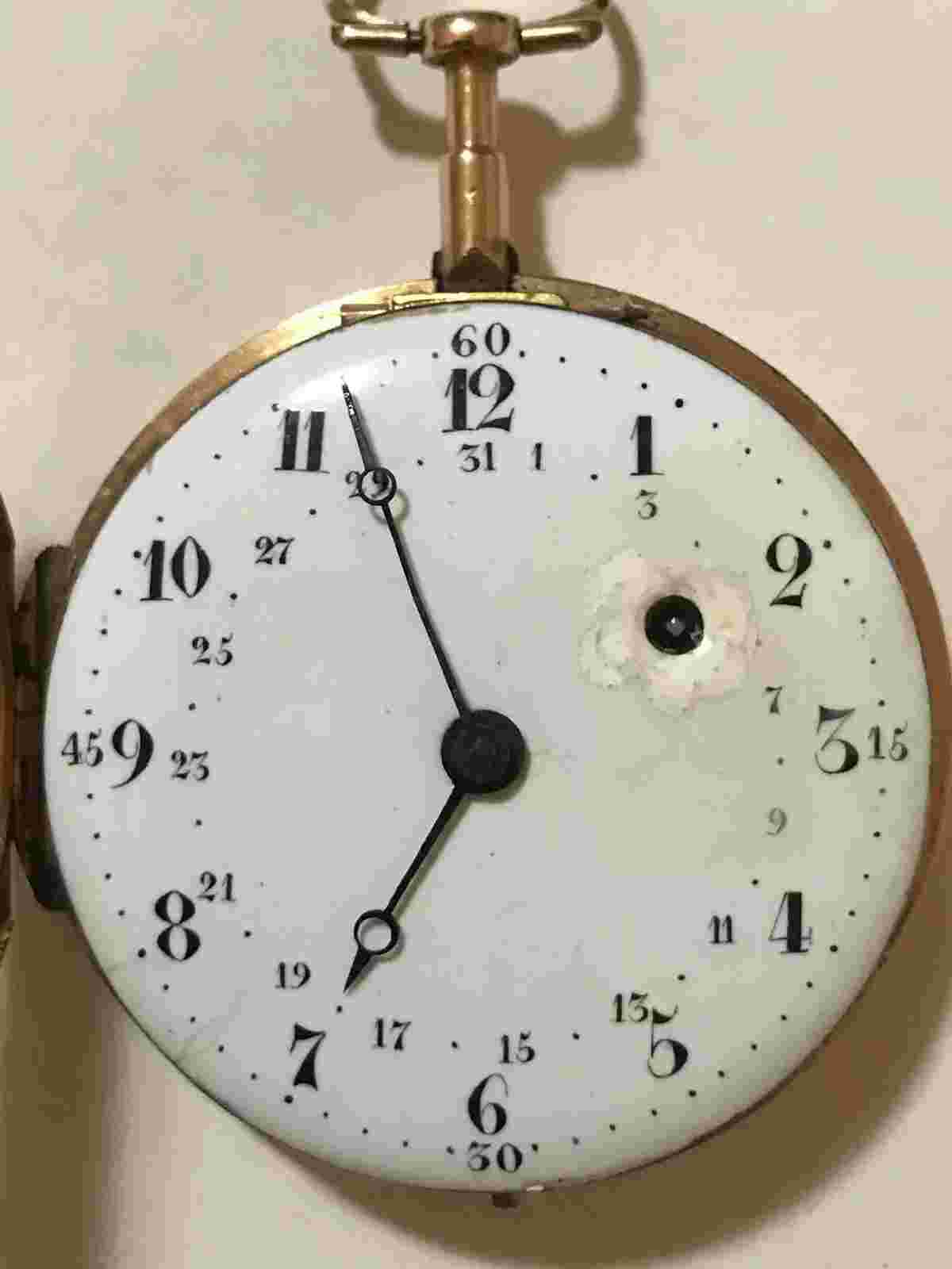 Continental Original 18K Rose Gold Case Verge Fusee KWKS Pocket Watch 53mm Runs