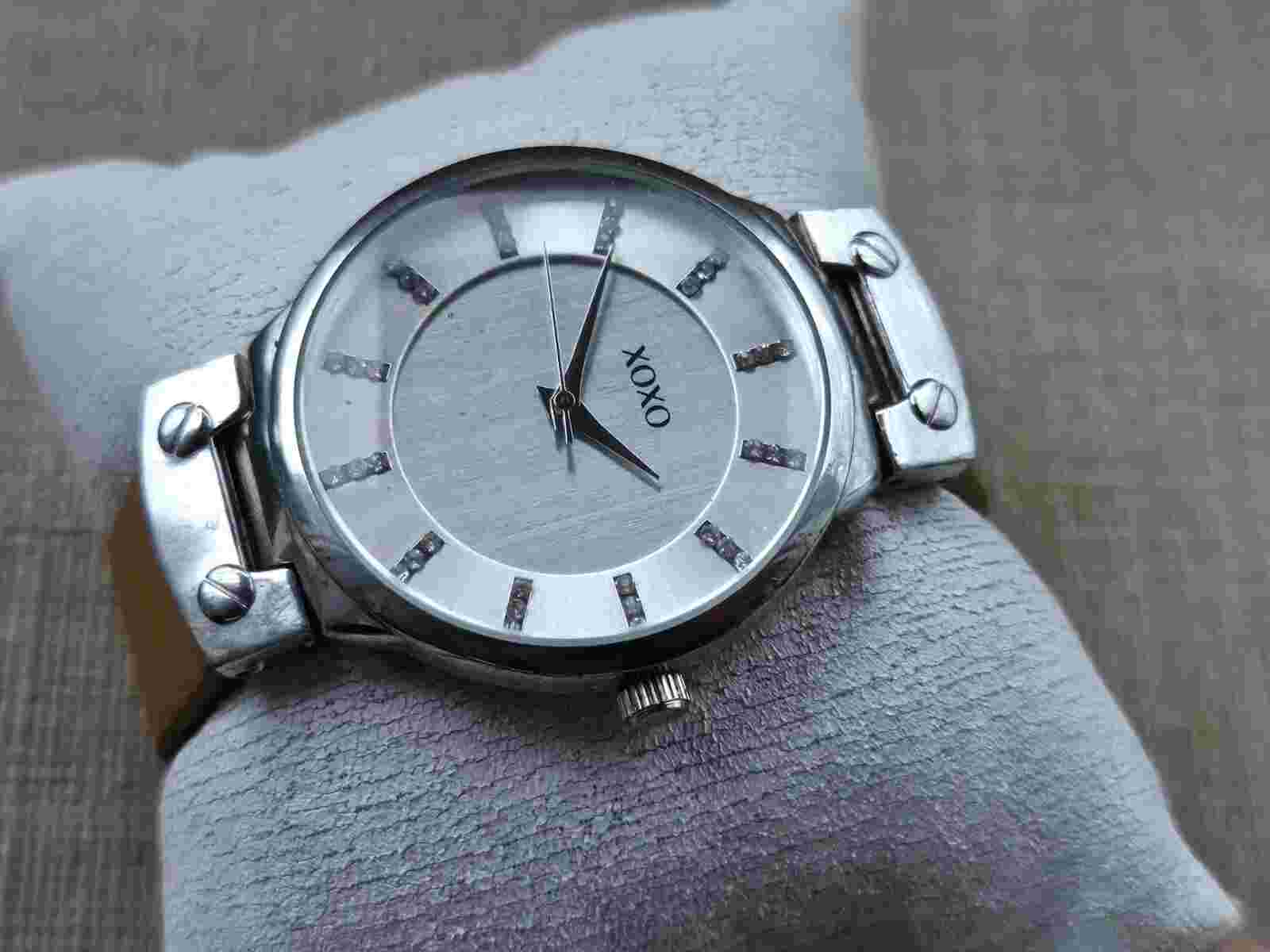 XOXO Wristwatch Tan Faux Leather Strap Silver Tone Case Wrist Watch