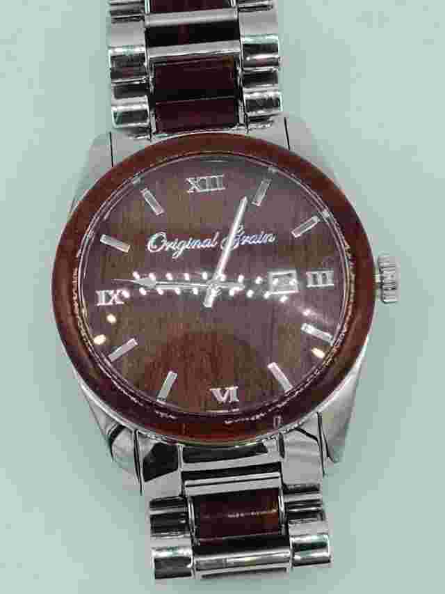 Original Grain Men's Stainless Steel Wood Watch 43mm Classic