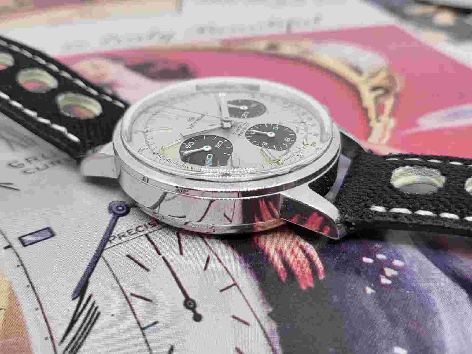 Vintage Wakmann Breitling Valjoux 726 TOP TIME PANDA CHRONOGRAPH 37MM