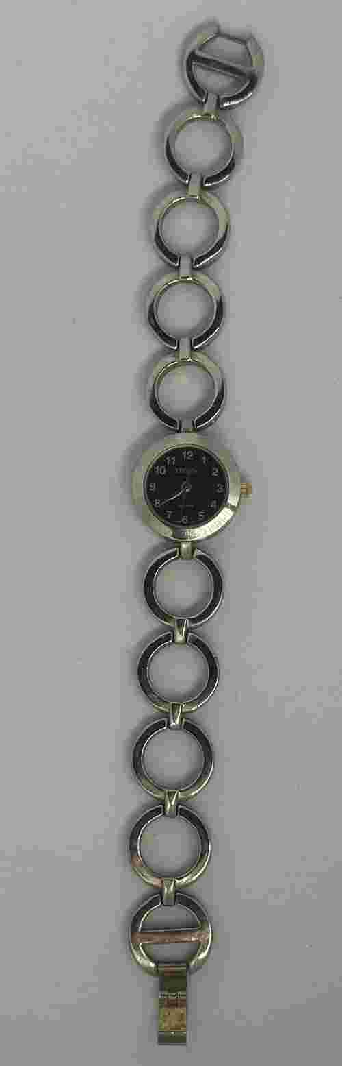 Edison Watch Womens New Battery Black Dial Band Of Metal Circles 21MM Z