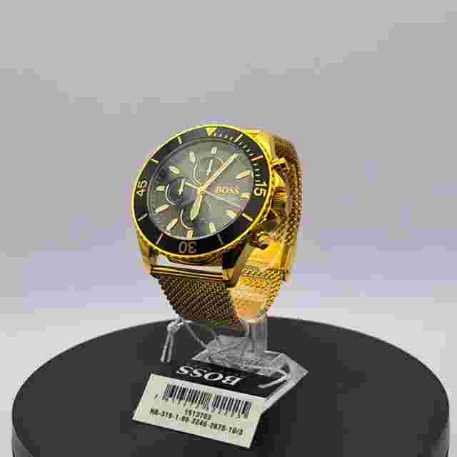 NEW GENUINE BOSS OCEAN EDISION 1513703 YELLOW GOLD MESH STRAP MENS WATCH