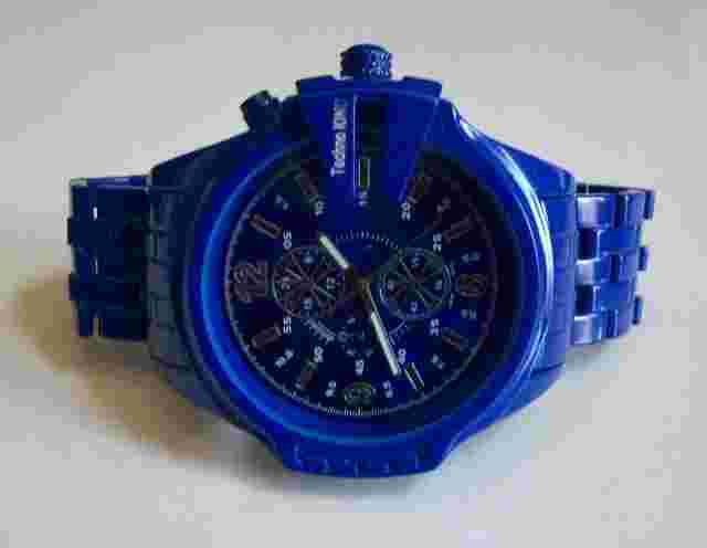 Men's blue and orange finish Techno King bracelet fashion hip hop watch