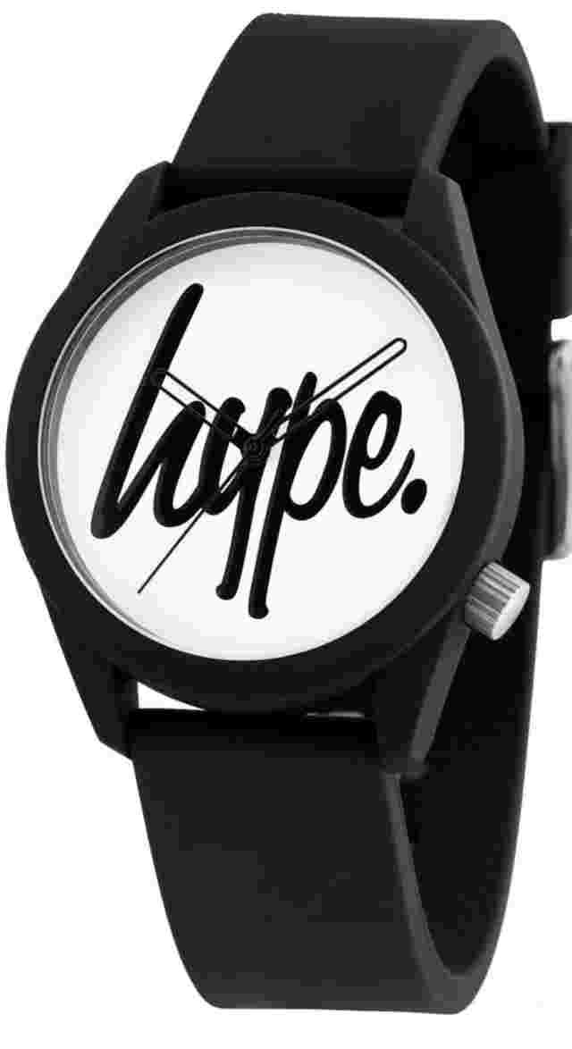 Hype HYU001B White Dial Black Silicone Strap Plastic Case Analogue Watch Mens