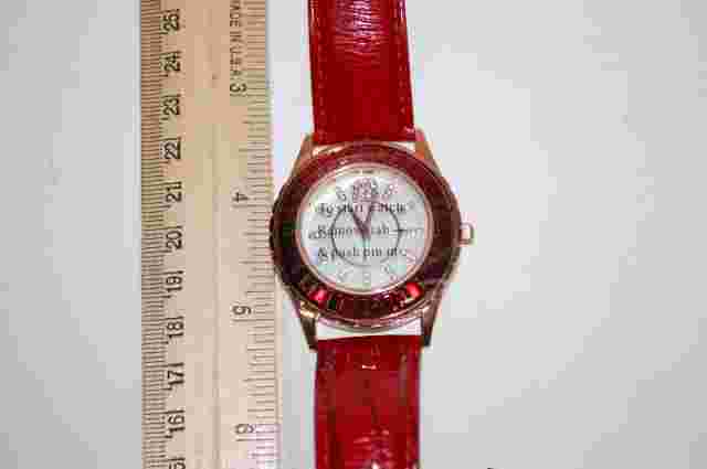 R. J. Graziano Men's Wristwatch Copper Colored & Rhinestones Red Leather band