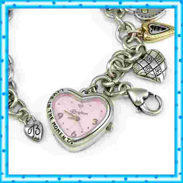 Brighton Power of Pink Heart Breast Cancer Ribbon Charm Watch