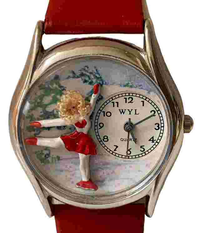 Vintage Whimsical Watches Ice Skater-Themed Silver Finish Watch w/New Battery