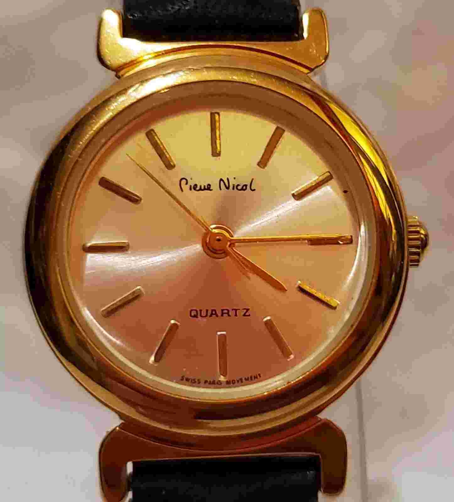 Ladies Pierre Nicol Watch With Round Dial And Leather Strap